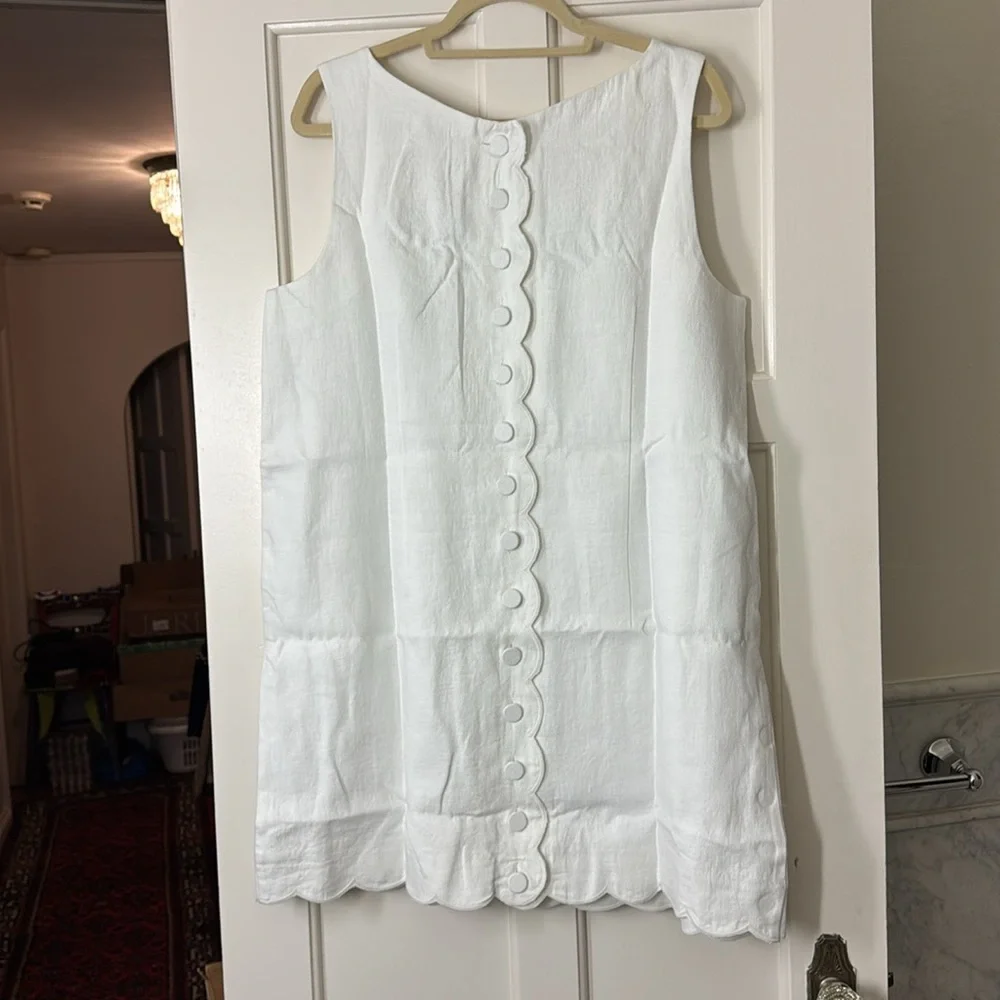 J.Crew Scalloped-trim shift dress in linen CA670